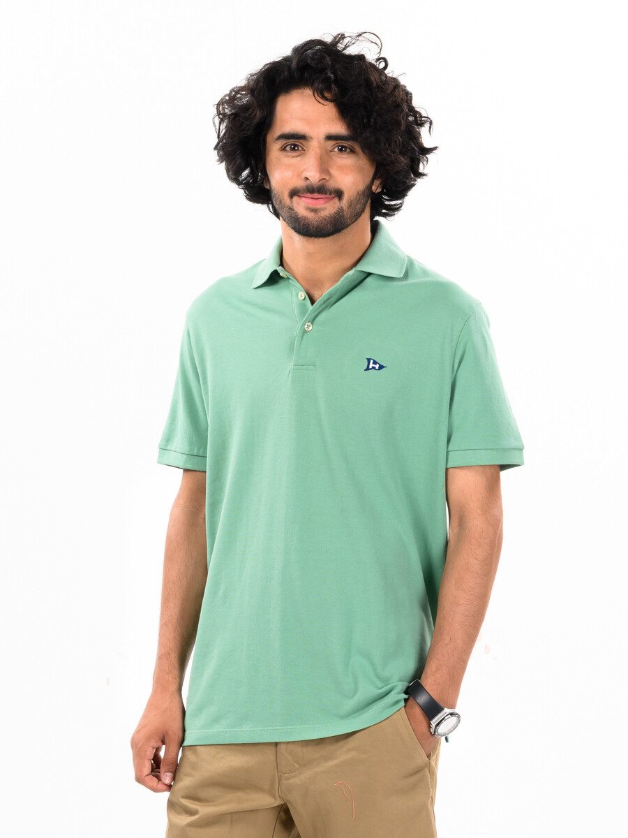 Men's Light Green Iconic Mesh Regular Fit Short Sleeve Polo Shirt