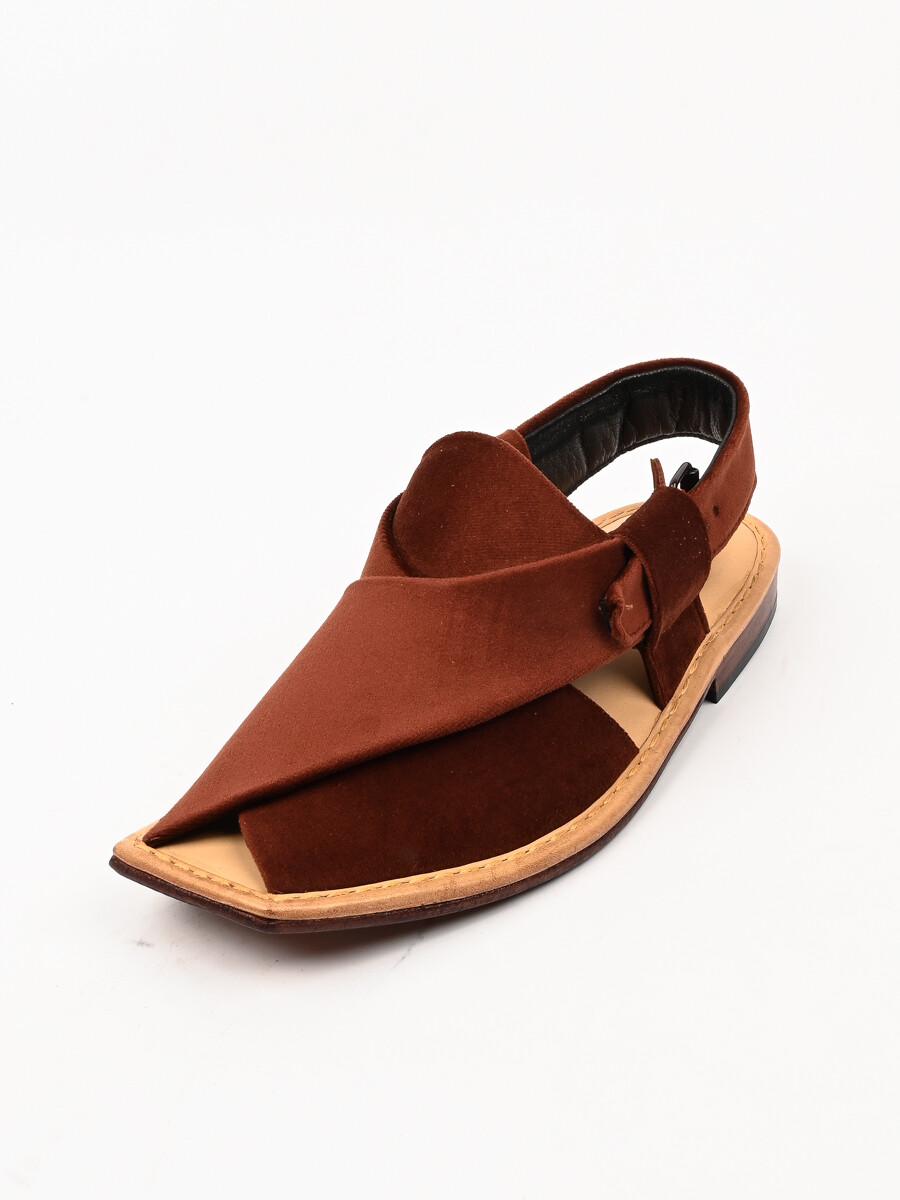 Hand-crafted Brown Suede Leather Peshawari Chappal