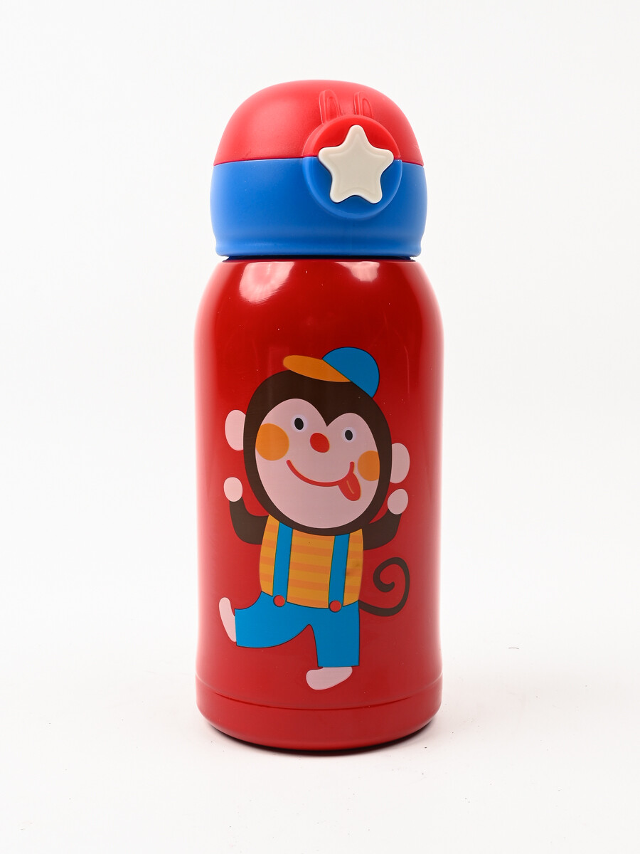 Cartoon Character Stainless Steel Kids Water Bottle with Flip-up Straw Spout - BPA Free Durable Design
