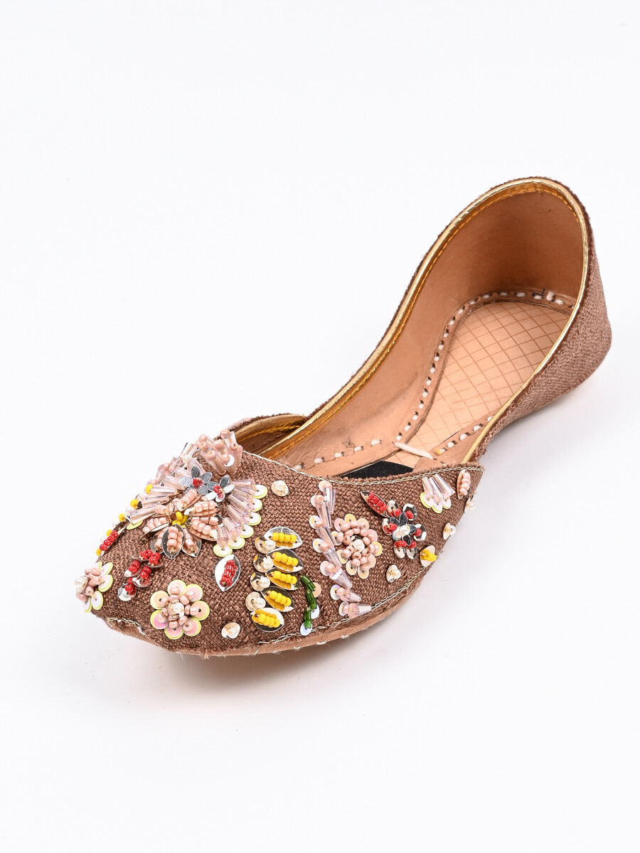 Women Brown Leather Hand Made Milli Shoes  Khussa