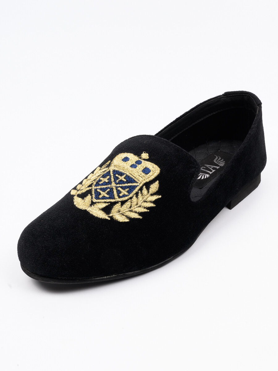 Men Black Owl Patched Loafers