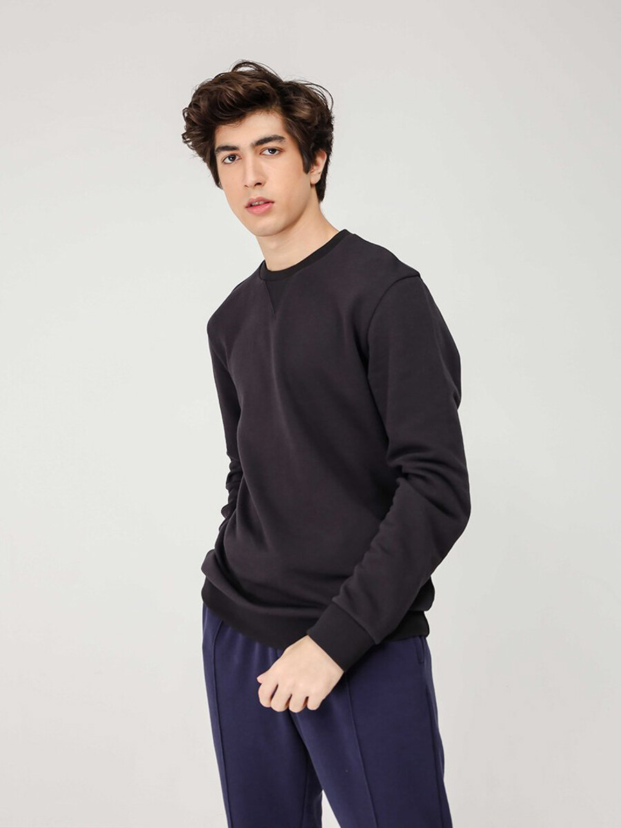 Men's Black Ribbed Sweatshirt