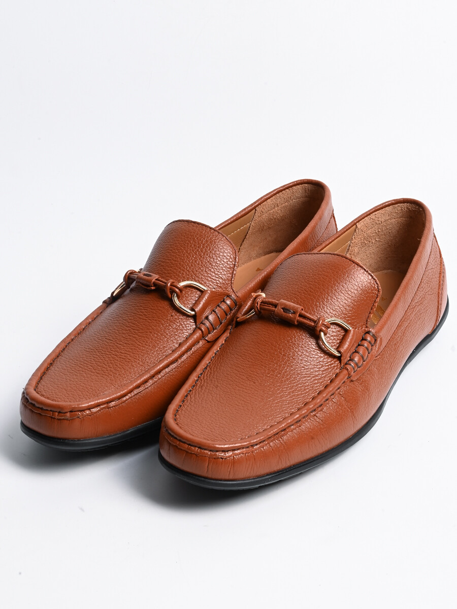 Men Slip-on Light Brown Leather Loafers 