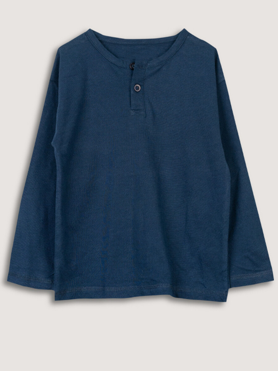 Boys' Navy Blue Long Sleeve Henley Shirt