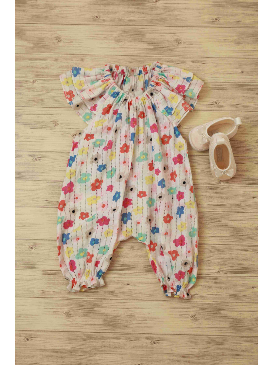 Fairy Lights Floral Printed Summer Romper For Baby Girls