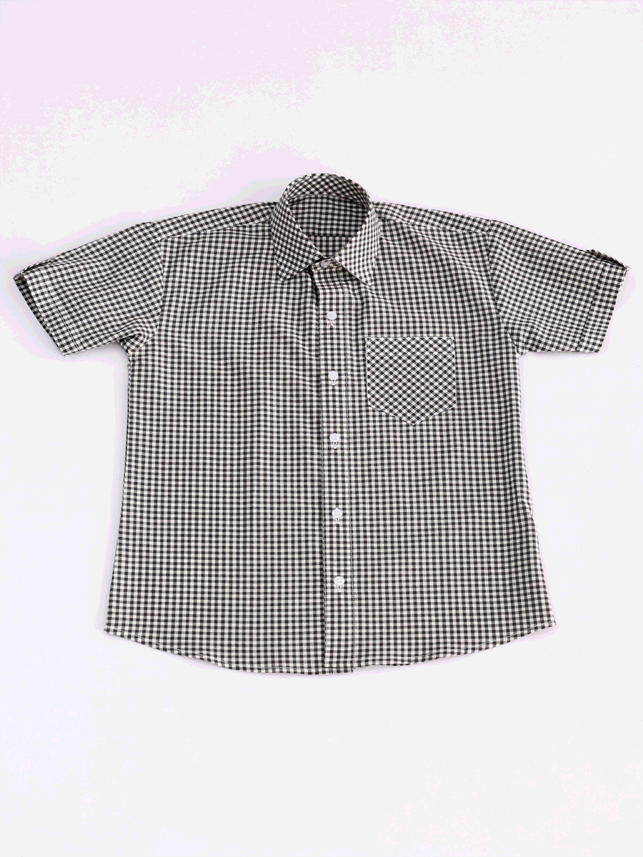 Dexter Black/White Checked Cotton Shirt For Boys