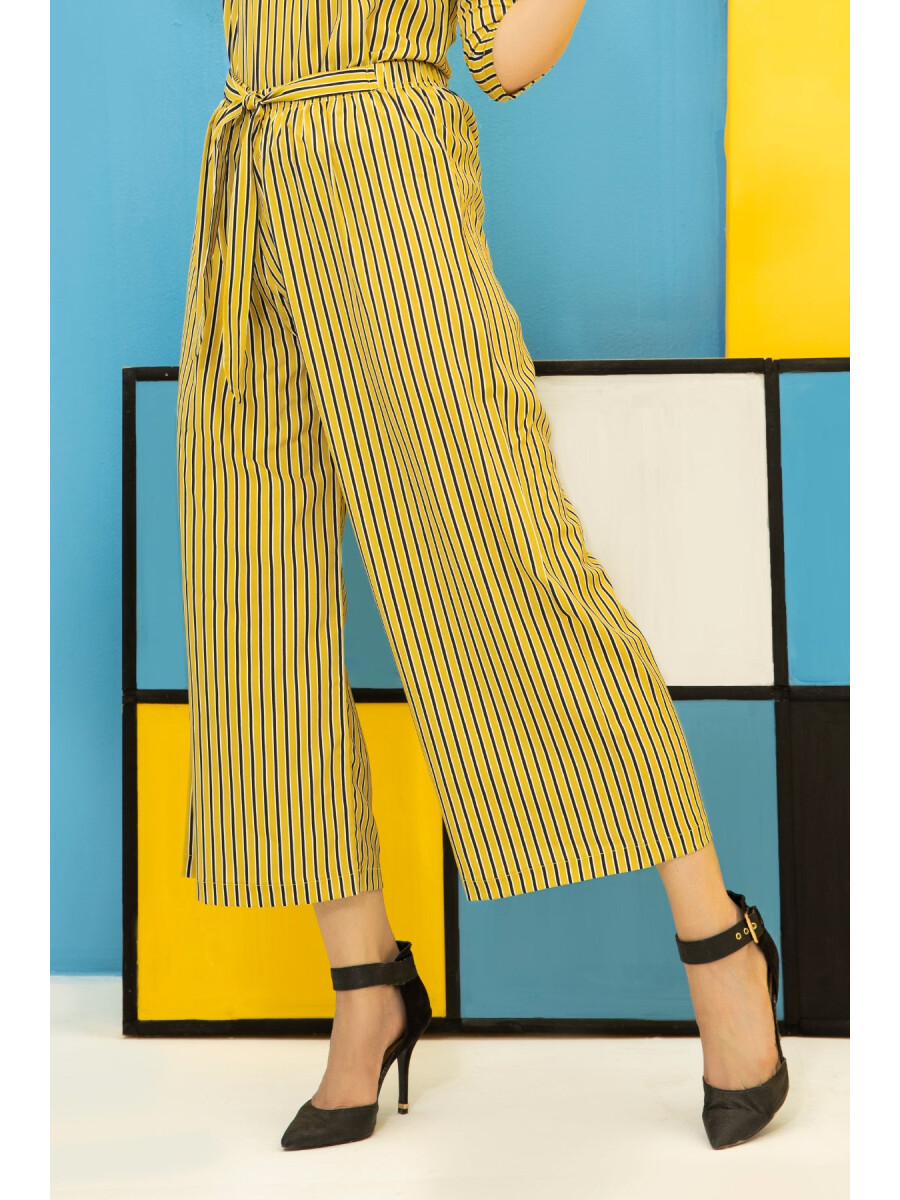 Soft Georgette Yellow Striped Trouser