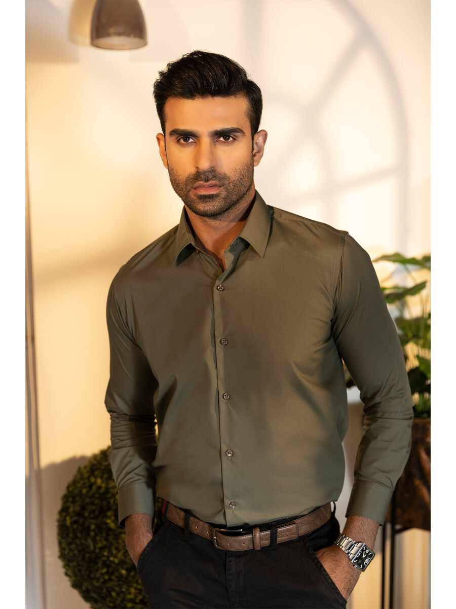 Sclothers Cotton Olive Formal Shirt