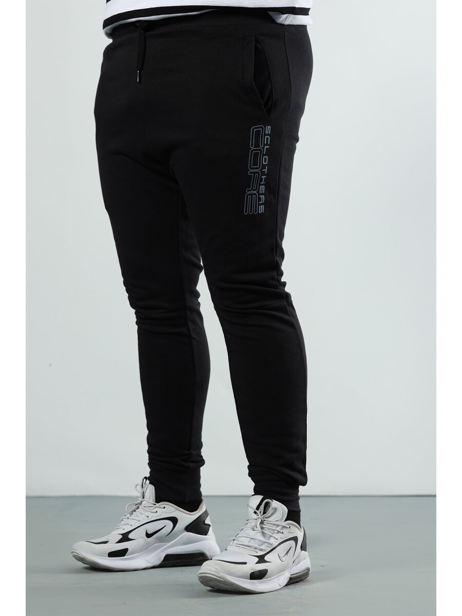 Terry Rave Basic Black Jog Pants (Plus Size)