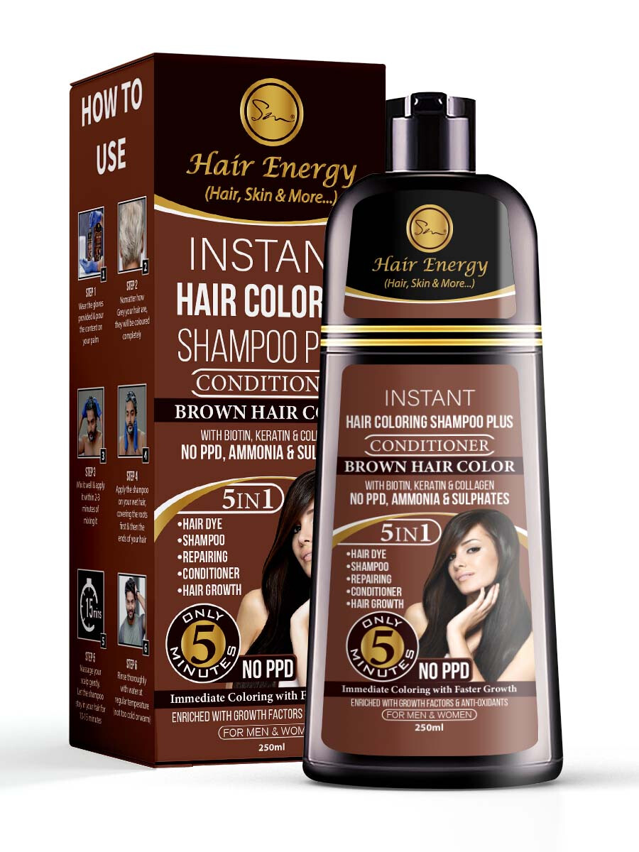Instant Hair Coloring Shampoo + Conditioner (Brown)