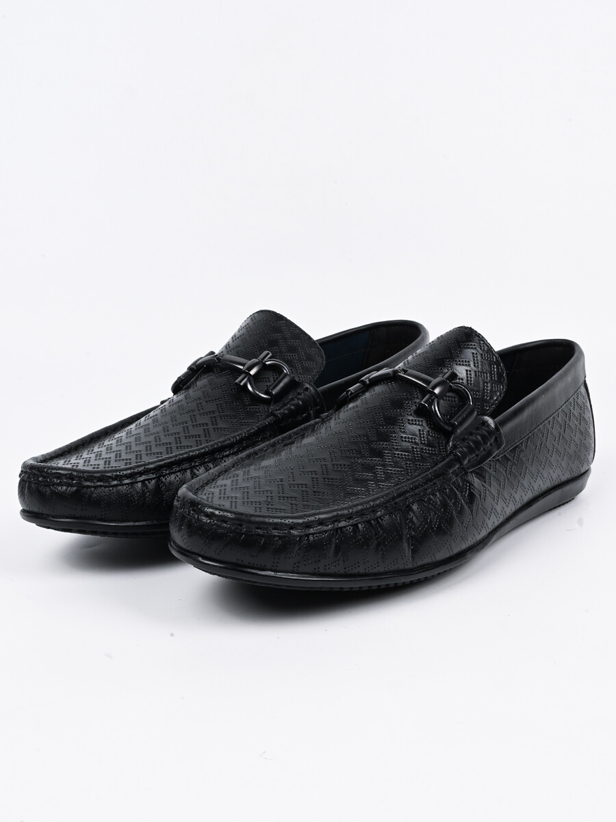 Men's Black Perforiet Moccasin Shoes