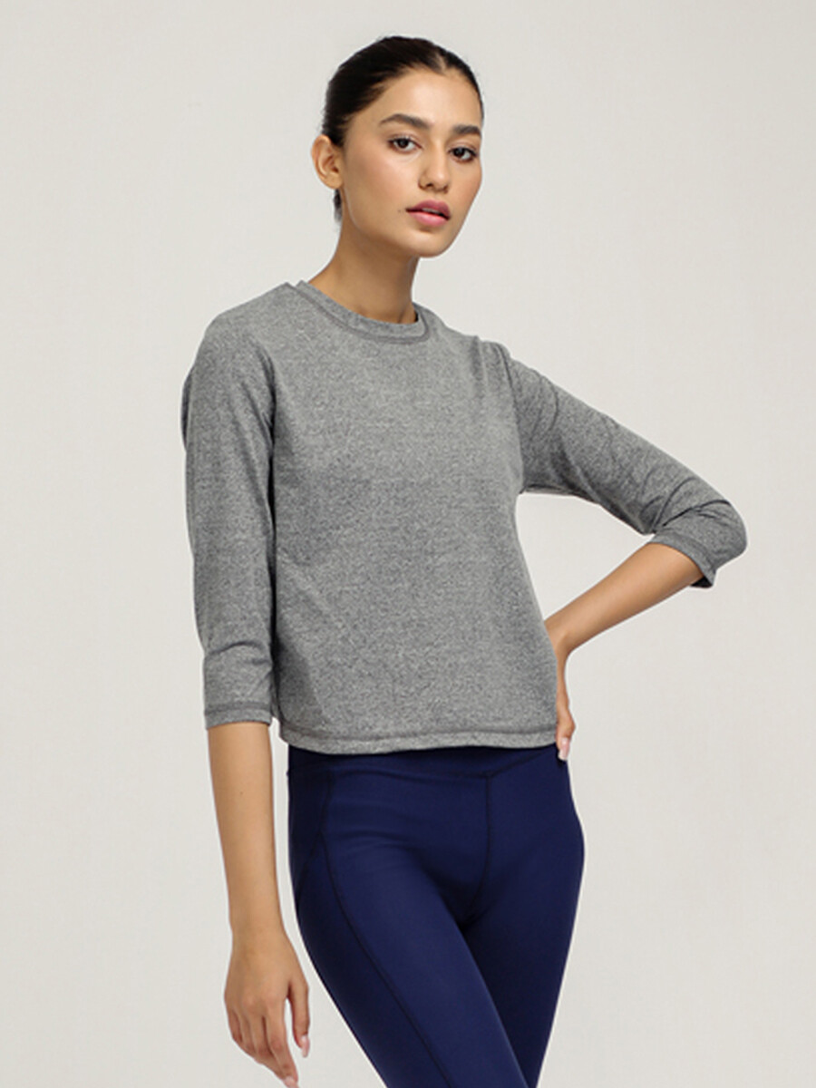 Women's Grey Melange B-Fit Ultimate Stretch Cropped Top