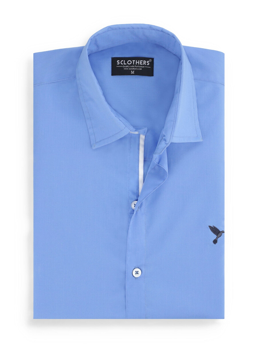 Cotton Lake Blue Button Down Shirt (Plus Size)