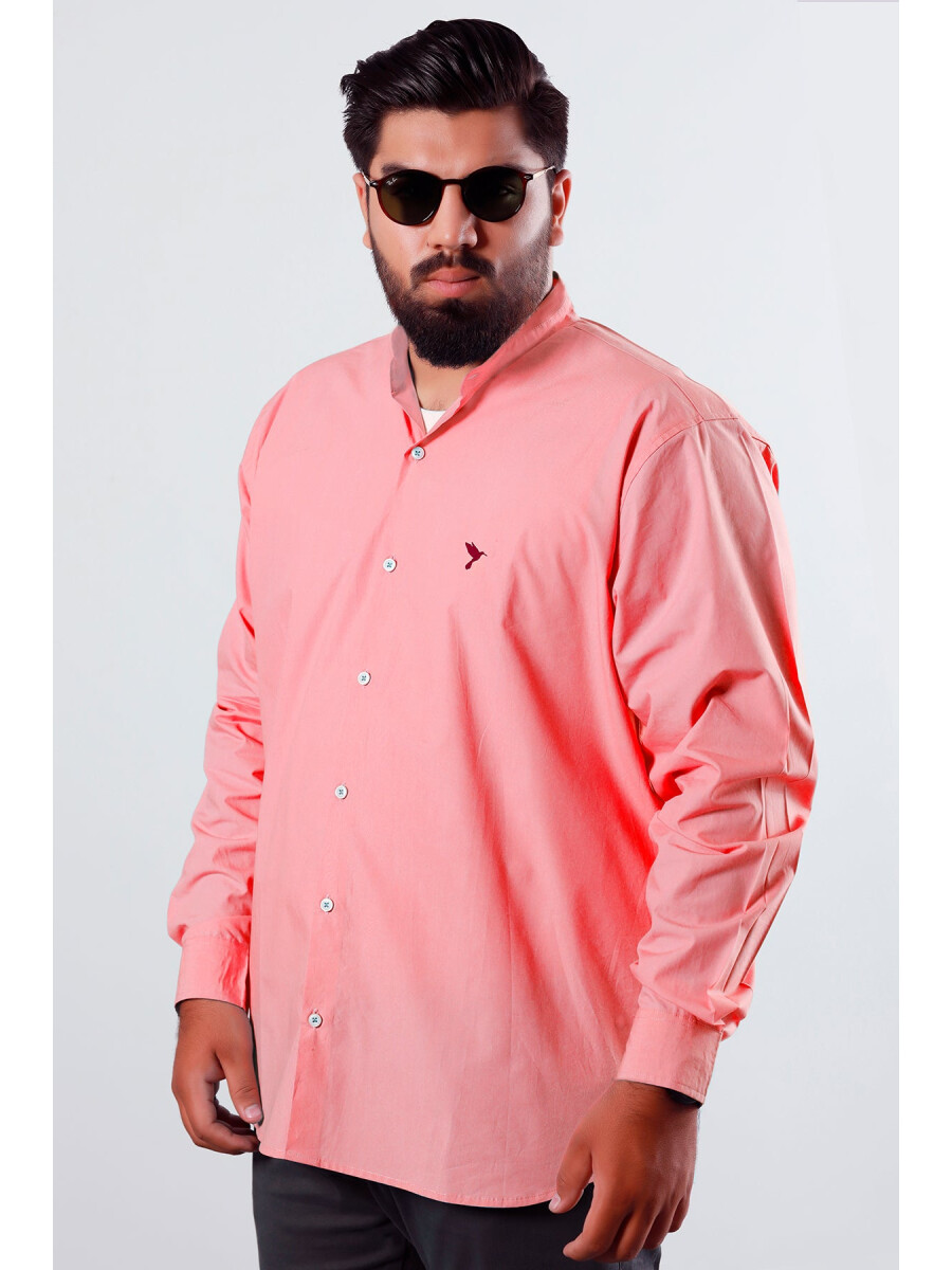 Cotton Tea Pink Button Down Shirt (Plus Size)