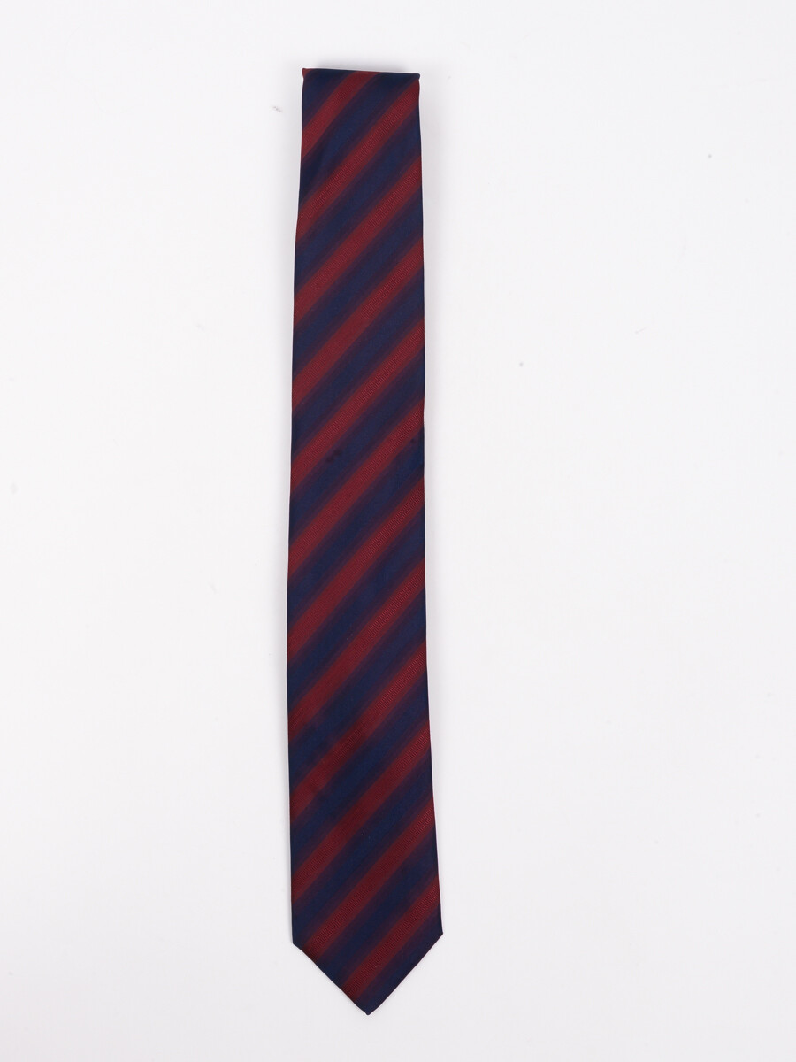 Men Square Blue Maroon Stripes Tie & Pocket