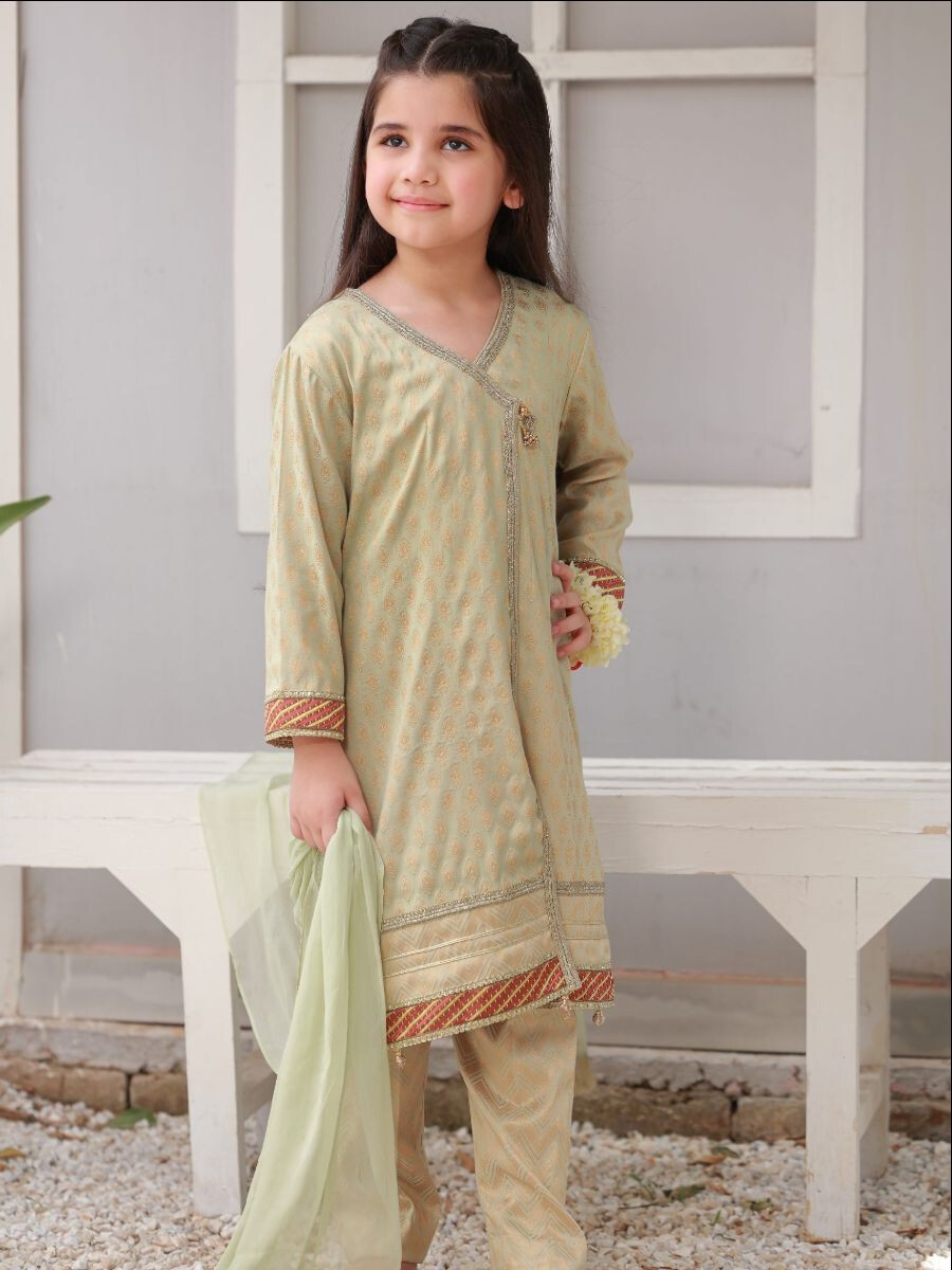 Girls 3PCS Dress Made From Jacquard Cotton_Aabshar