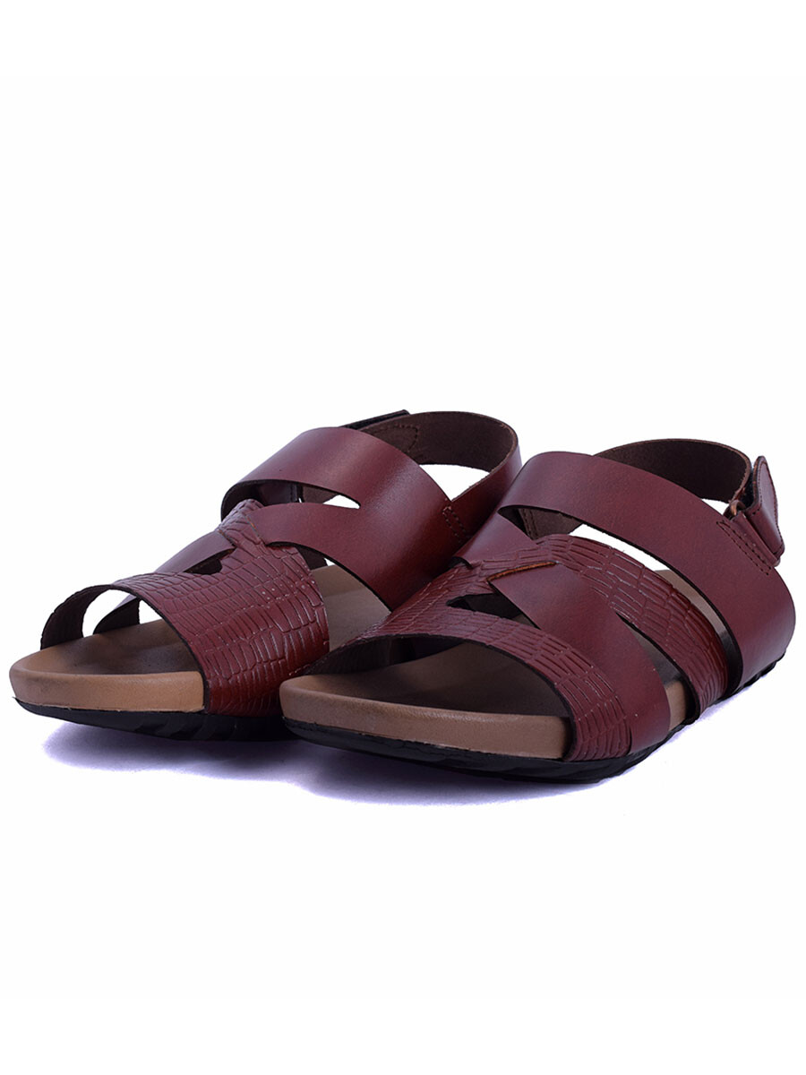 Men Burgundy Designed Sandals
