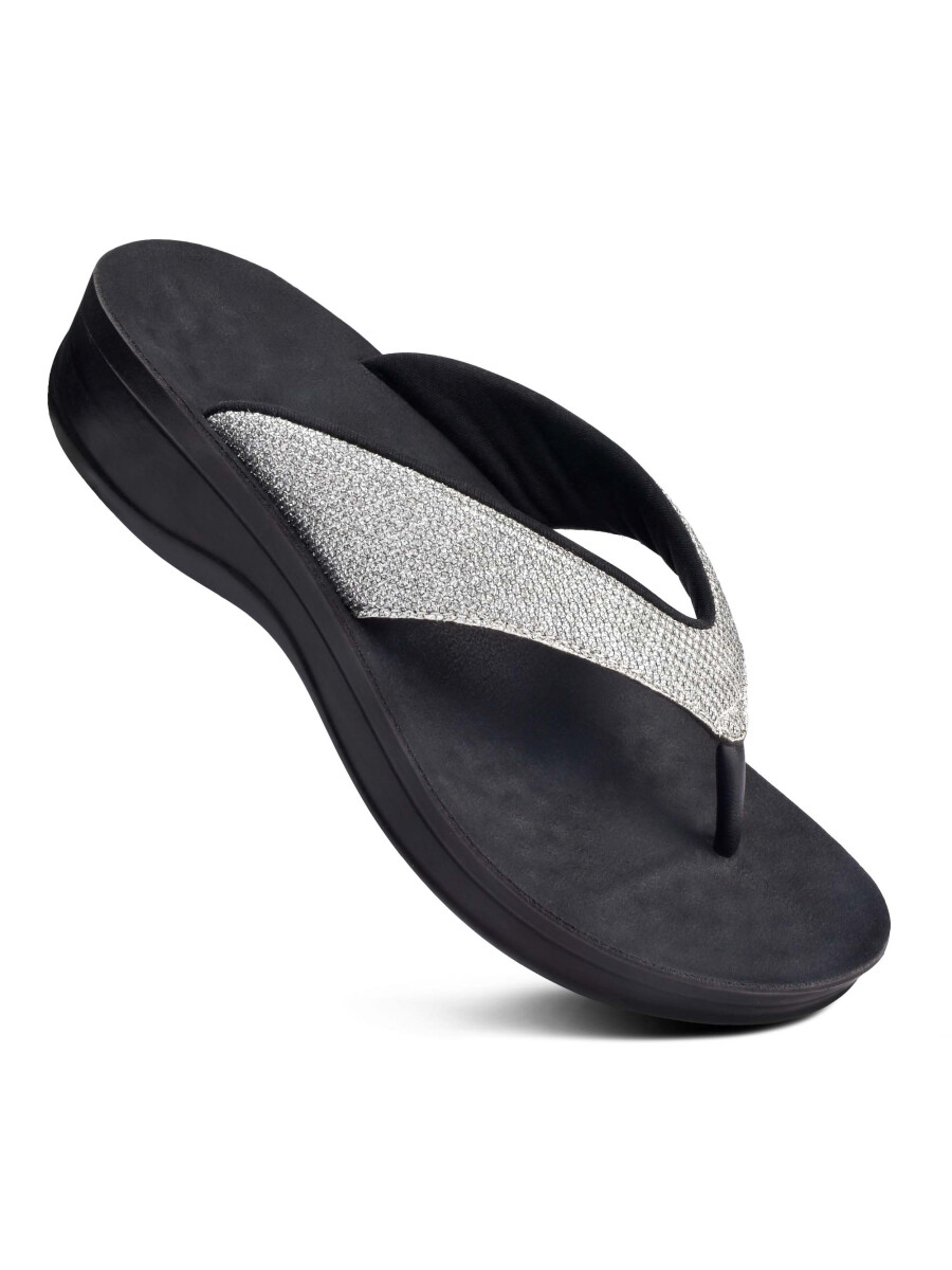 Sparkle Ladies Silver Flip Flop Slippers