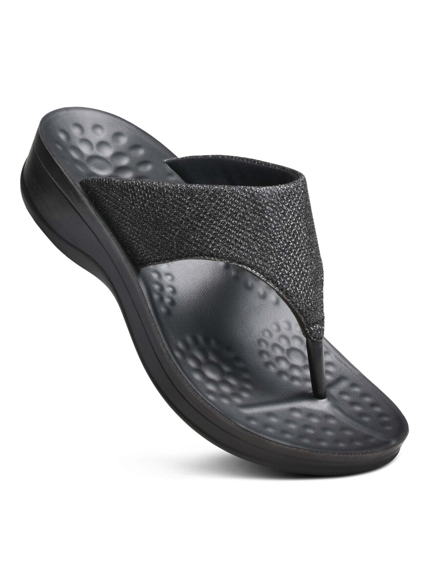Jewel Women's Black Casual Strap Flip Flops