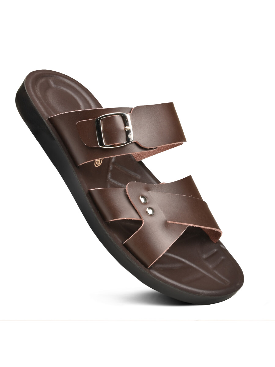 Brown Men’s Fashion Arch Support Slide Sandals