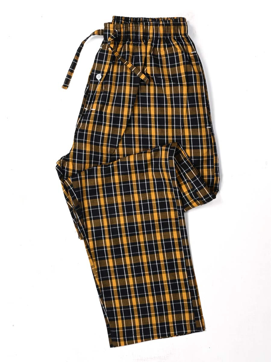Mustard & Blue Multi Check Cotton Relaxed Pajama