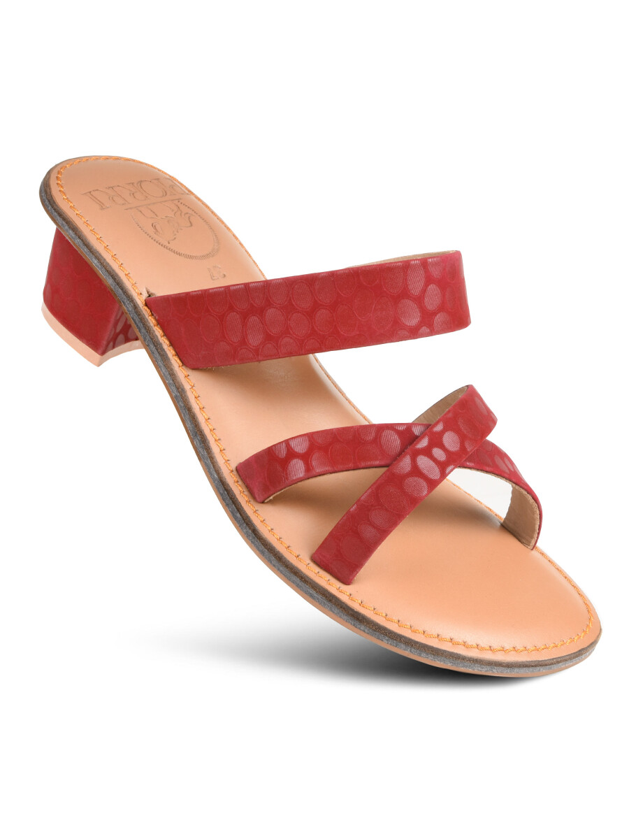 Women’s Red Strappy Natural Leather Heeled Sandals
