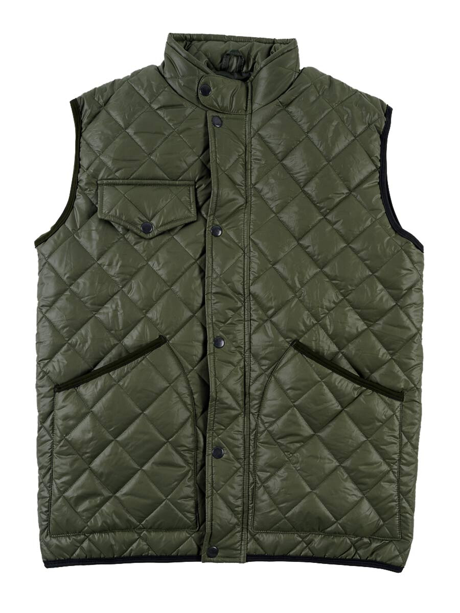 Men Olive Diamond Quilted Puffer Jacket
