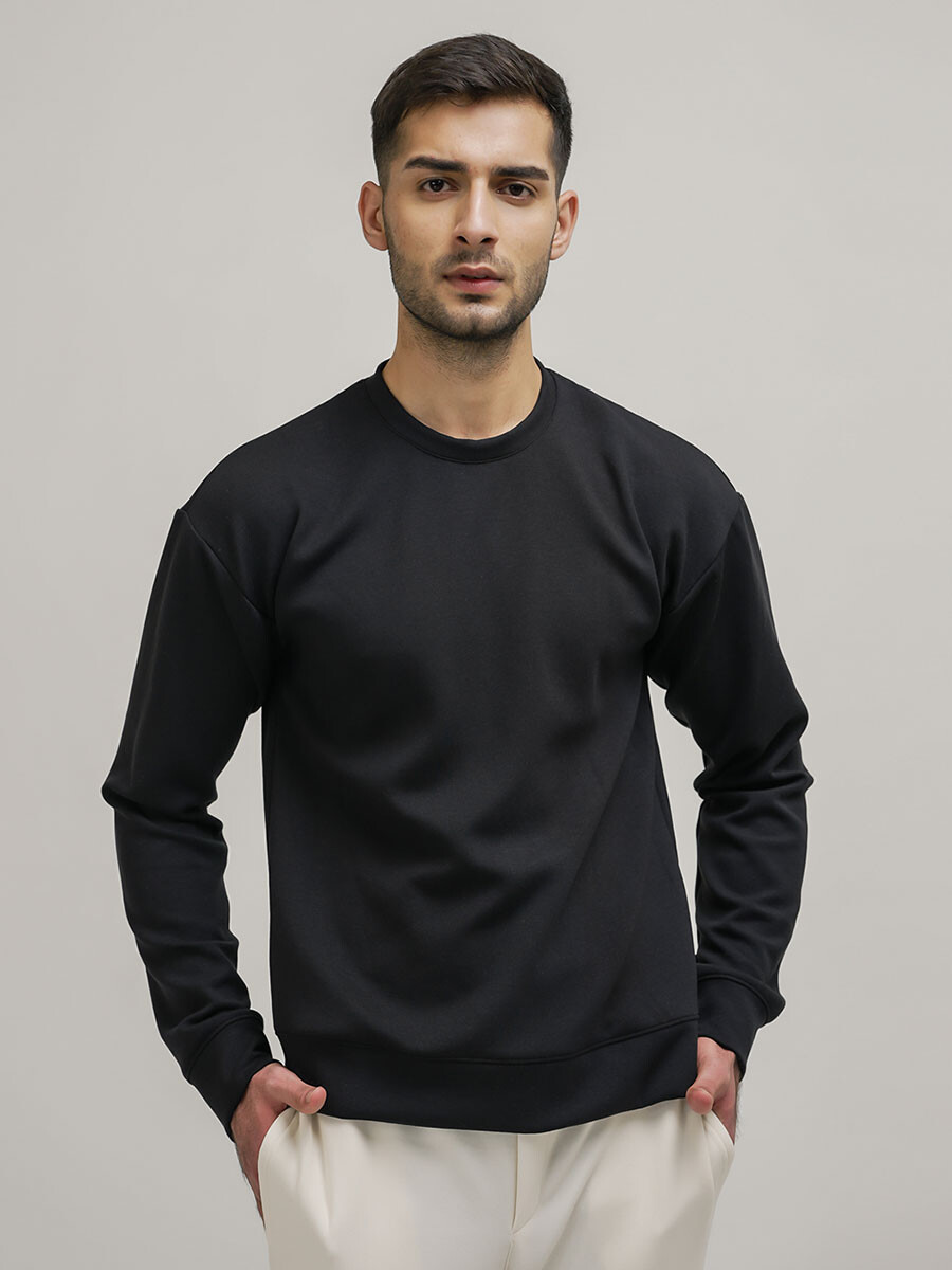 Men's Black Luxe Stretch Sweatshirt