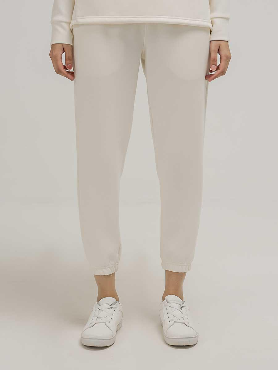 Women's Cream White Luxe Stretch Cropped Joggers