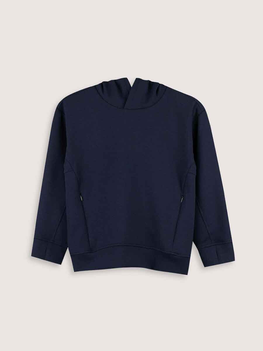 Little Boys' Navy Luxe Stretch Pullover Hoodie
