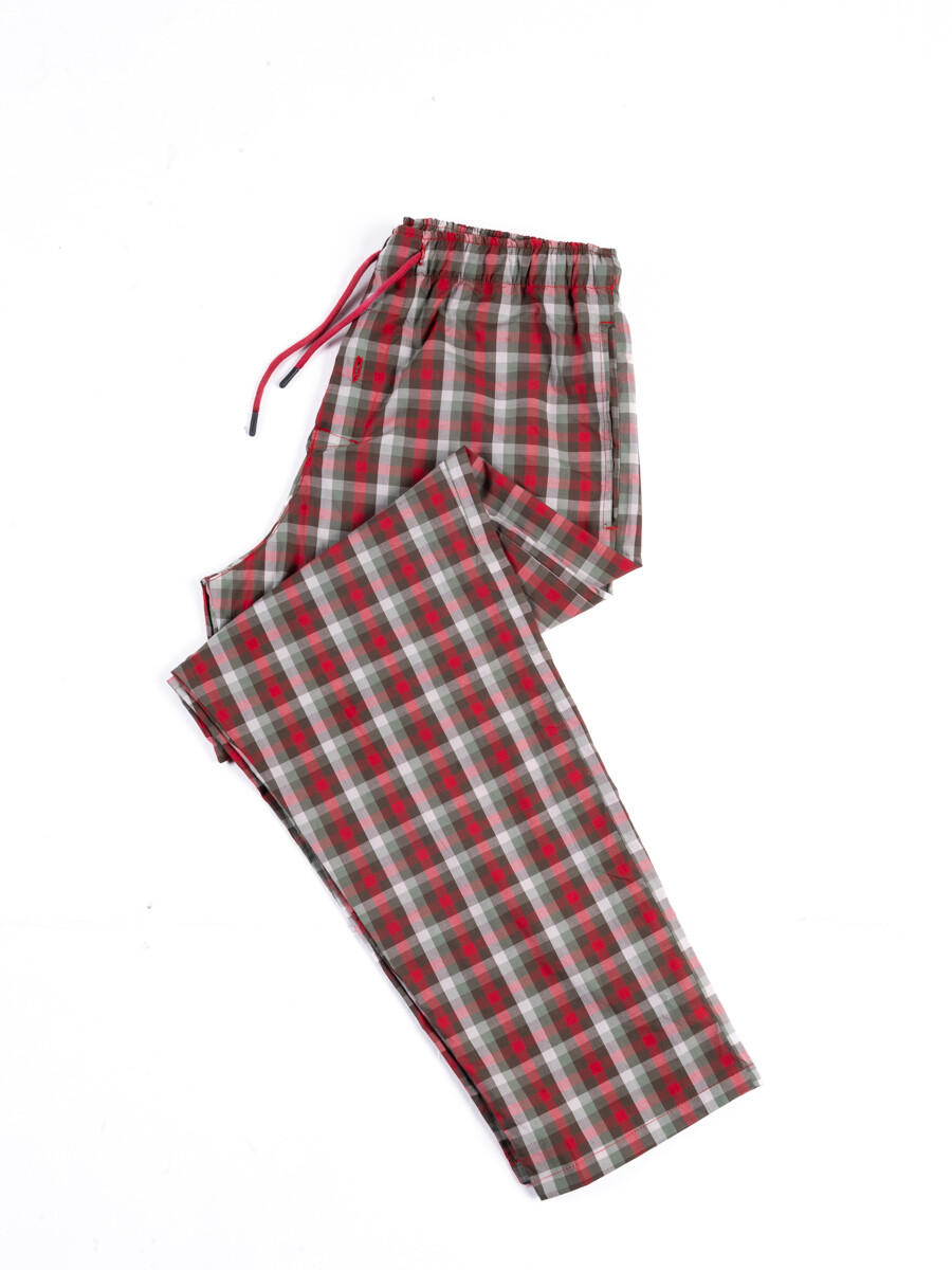 Red & Green Check Cotton Relaxed Pajama