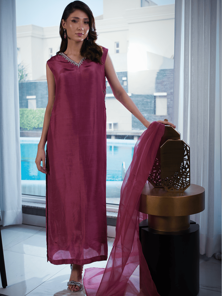 Women Pink 3 Piece Stitched Suit - Aymera