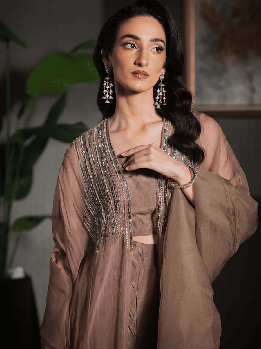 Women Brown 3 Piece Stitched Suit - Sehrin