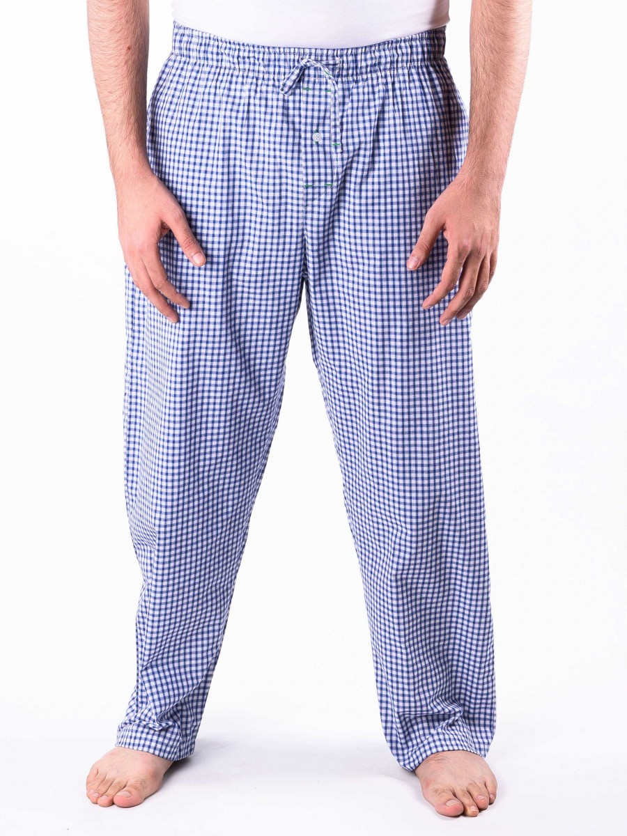 Buy Piejama White and Blue Check Cotton Baggy Pajamas 1576303-01-S ...