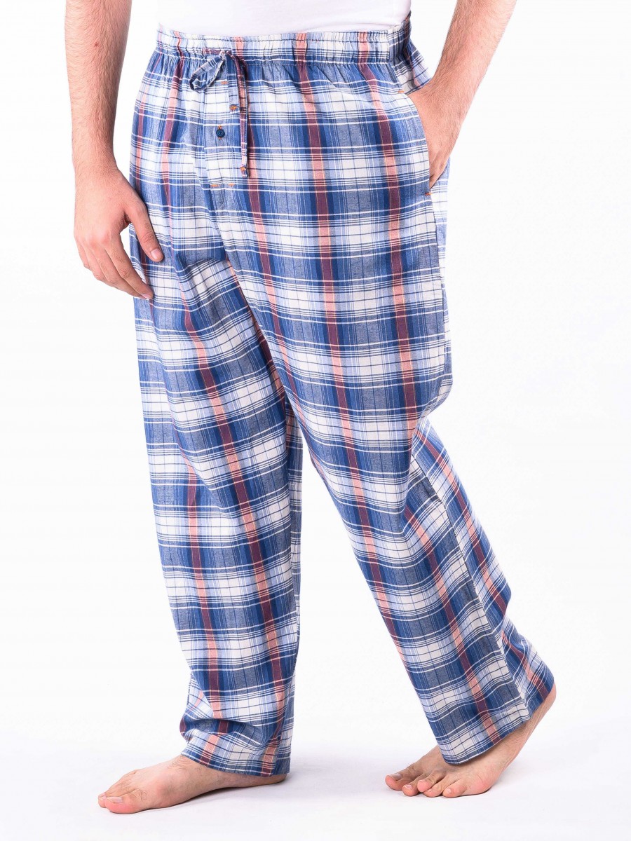 Blue and Red Check Cotton Baggy Pajamas