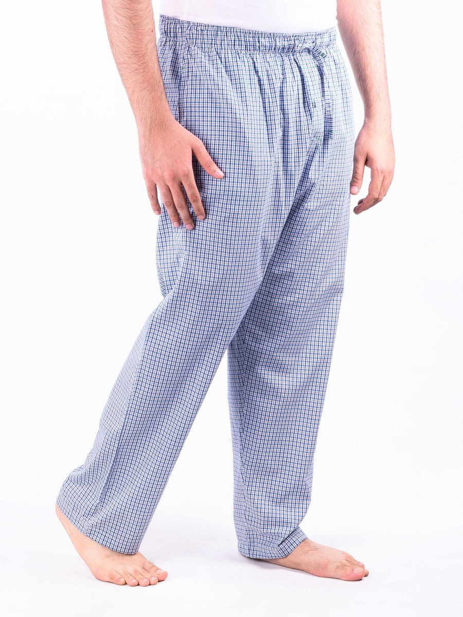 Buy Piejama Light Blue and White Check Cotton Baggy Pajamas 1576306-01 ...
