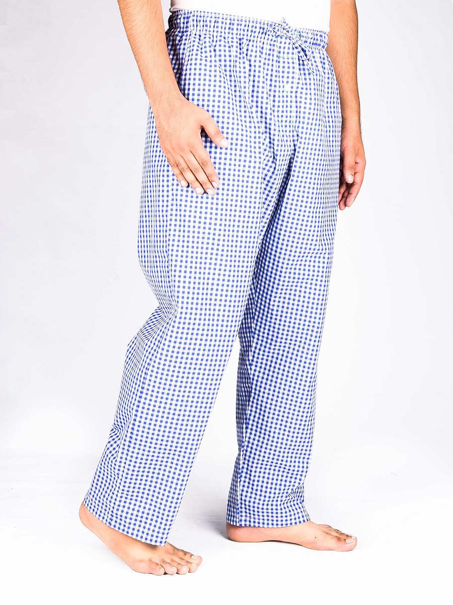 Buy Piejama Blue and White Check Cotton Baggy Pajamas 10300008-1 ...