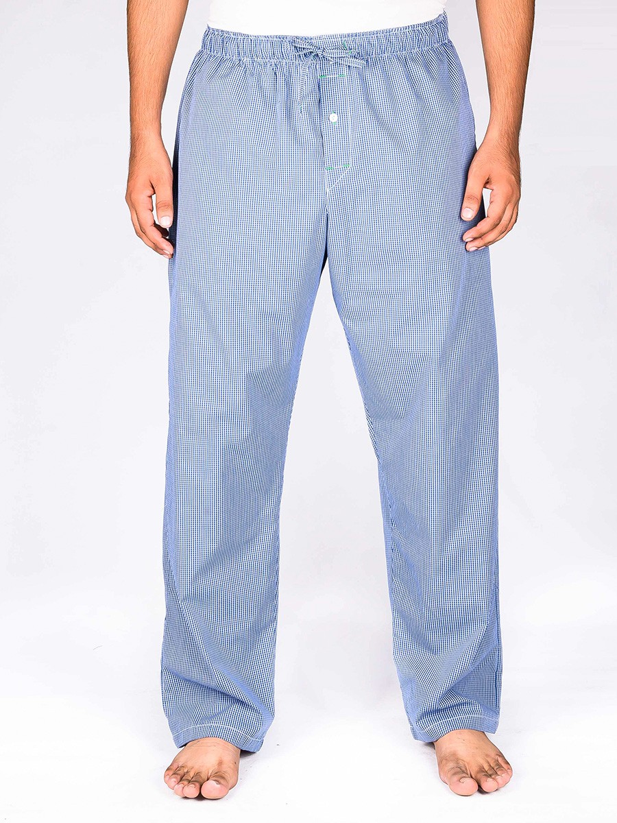 Buy Piejama Blue and White Check Cotton Baggy Pajamas 10300017-1 ...