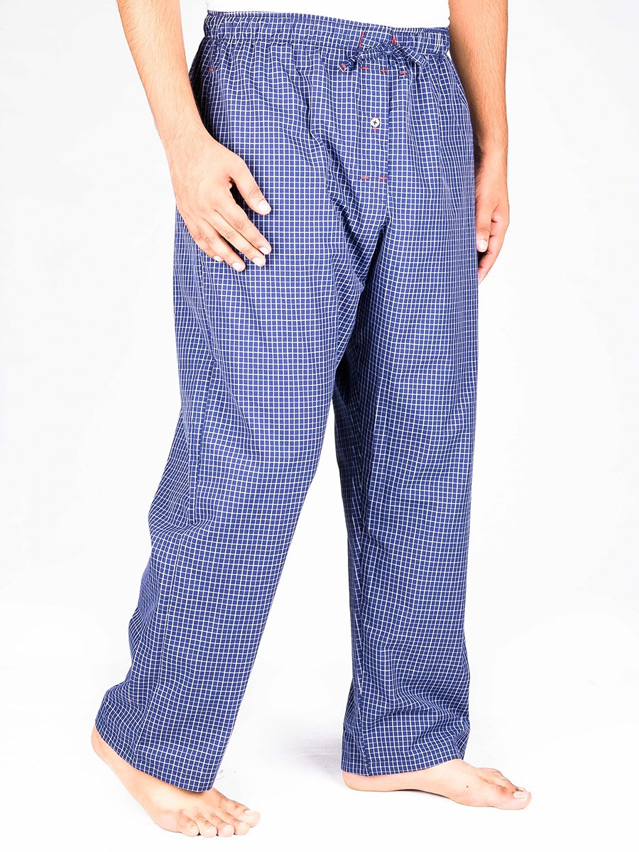 Buy Hueman Men Azure Blue Cotton Blend Relaxed Pajamas - Men Nightwear ...