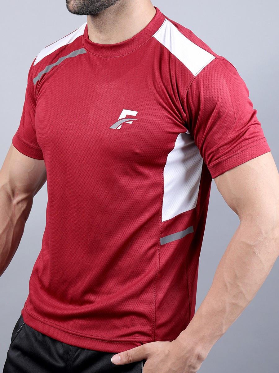 Red/White Athletic Fit Men's T-Shirt
