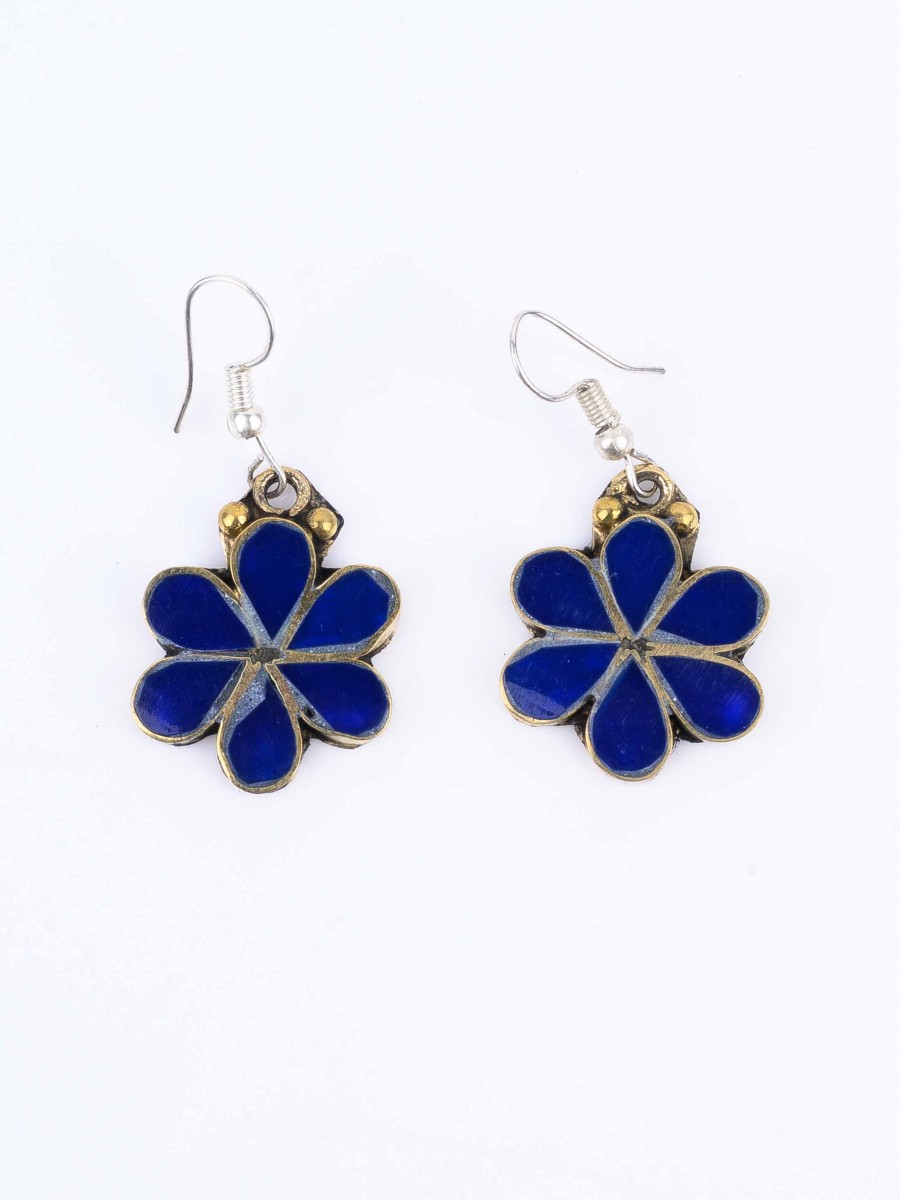 Dark Blue Flower Earrings
