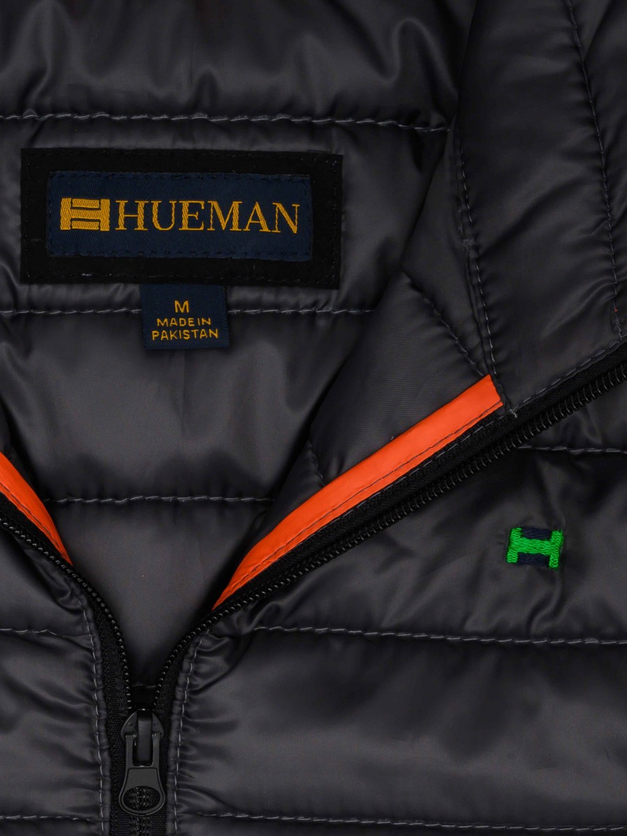 Buy Hueman Grey Orange Sleeveless Puffer Gilet Jacket SPJB-003 ...