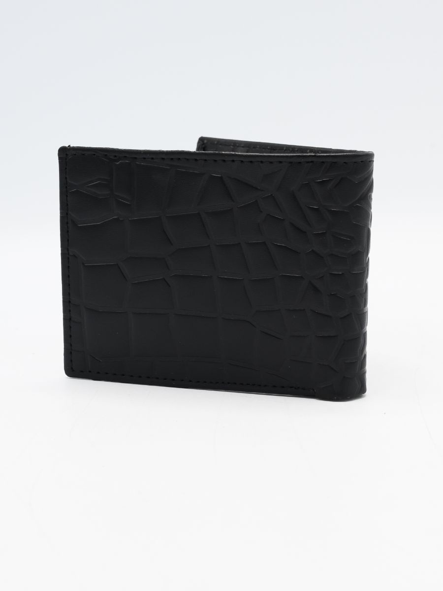 Black Cow Leather Printed Wallet for Men