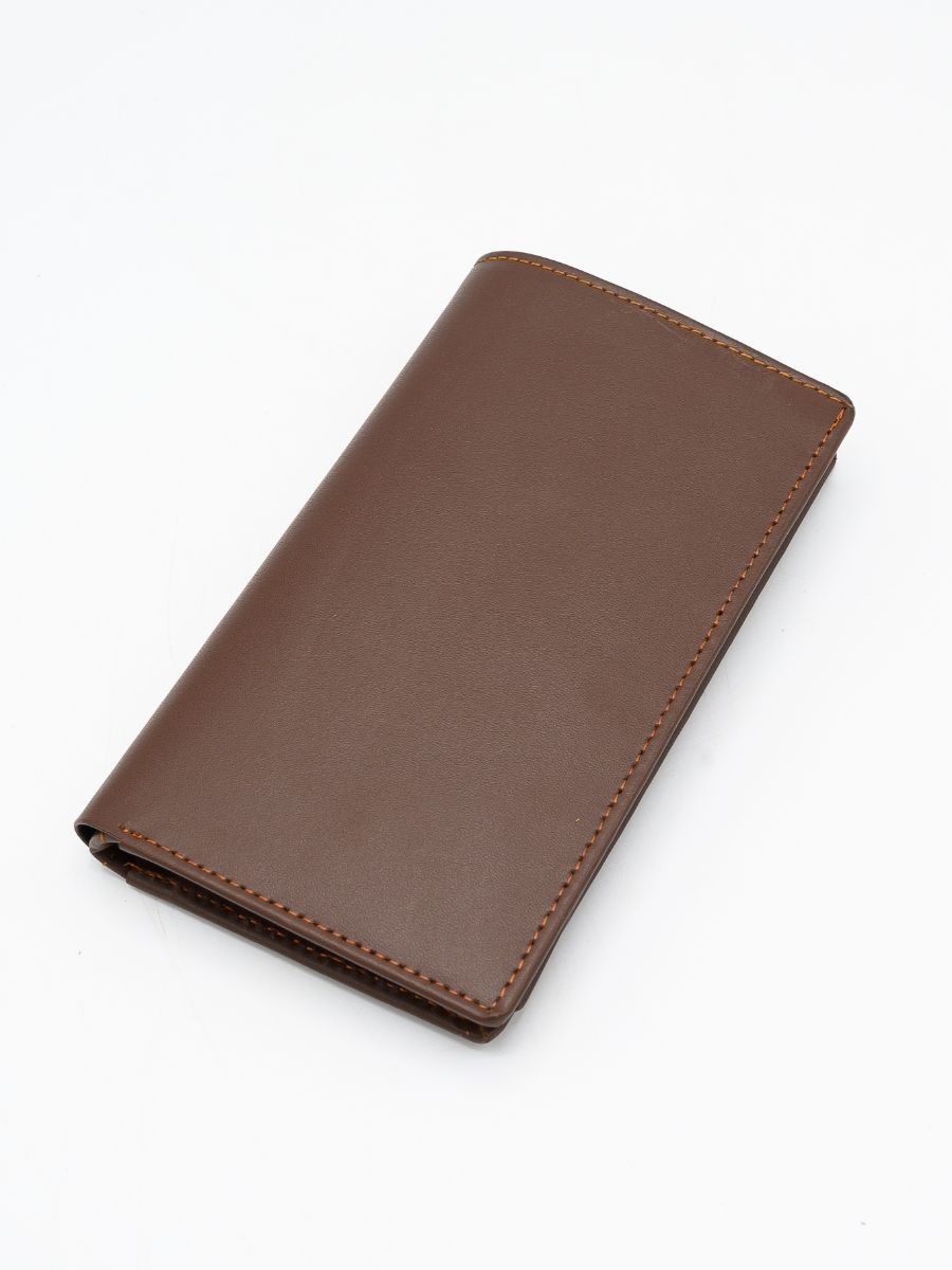 Brown Cow Leather Medium Long Plain Wallet for Men