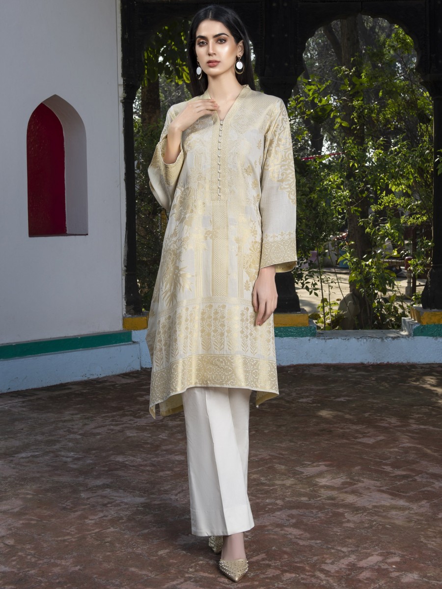 Buy Limelight White Jacquard Unstitched Shirt U0661-SSH-WHT - Lalaland.pk