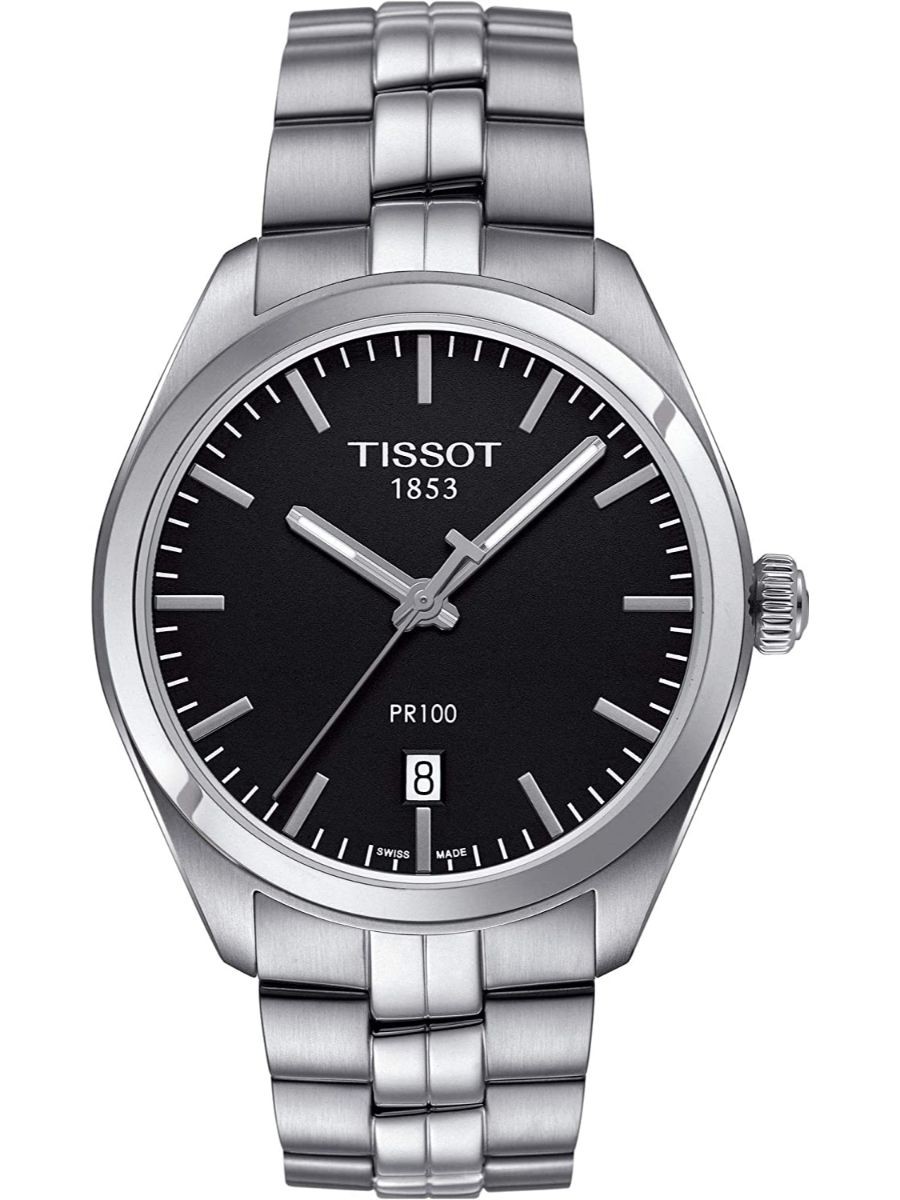 Tissot 39mm stainless steel case with black dial