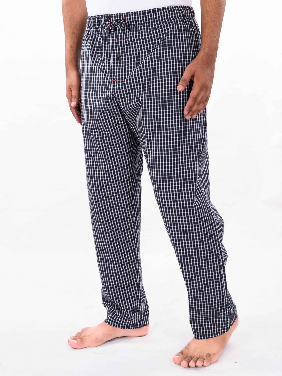 Buy Hueman Black & White Check Cotton Blend Relaxed Pajamas 10300032 ...
