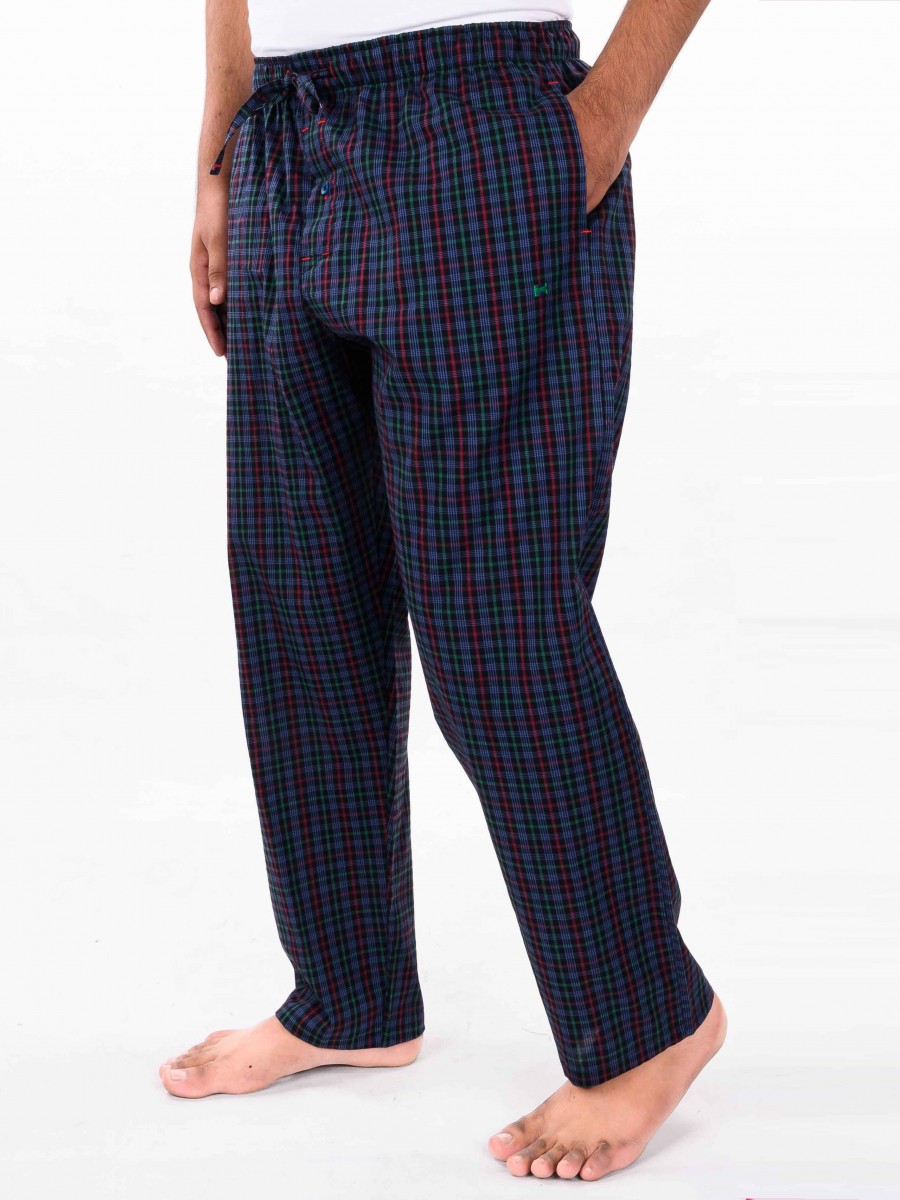 Multicolor Checked  Cotton Blend Relaxed Pajama