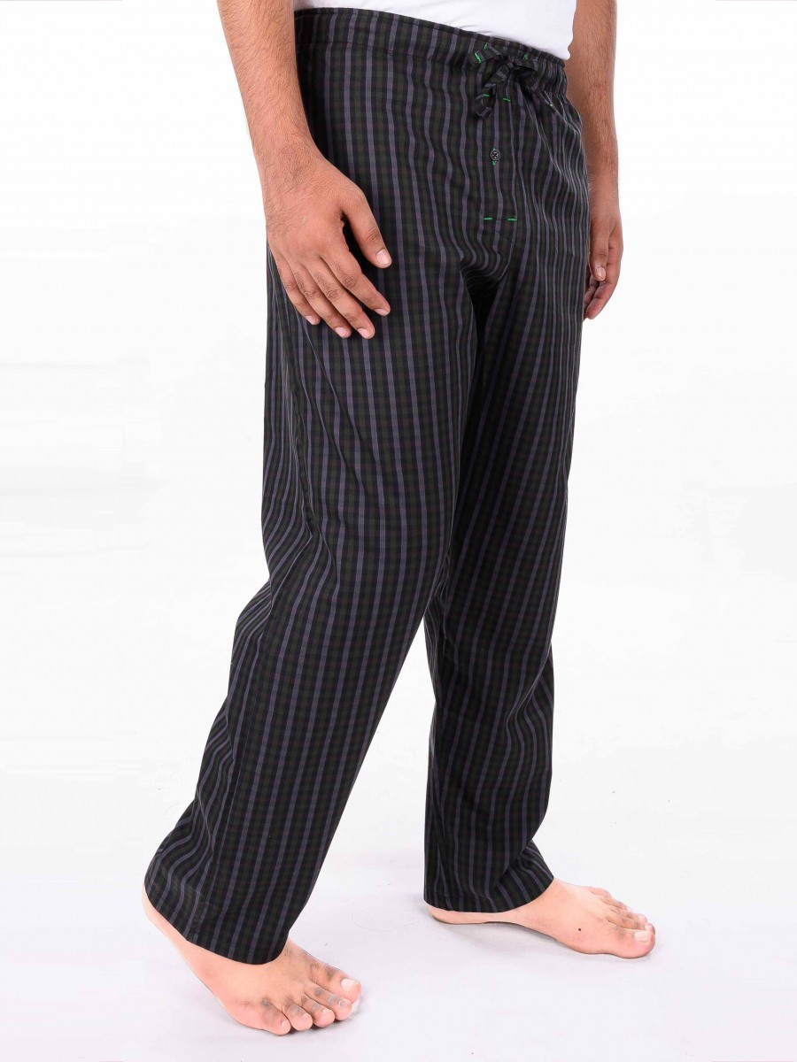 Buy Hueman Black & Olive Plaid Cotton Pajamas 10300037 - Lalaland.pk
