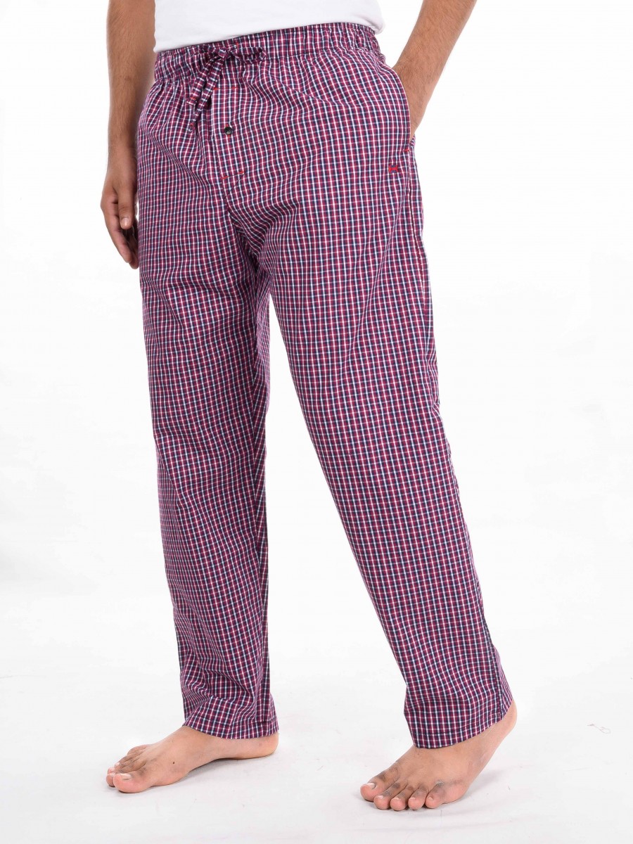 Buy Hueman Maroon Blue & White Cotton Blend Relaxed Pajamas 10300041 ...
